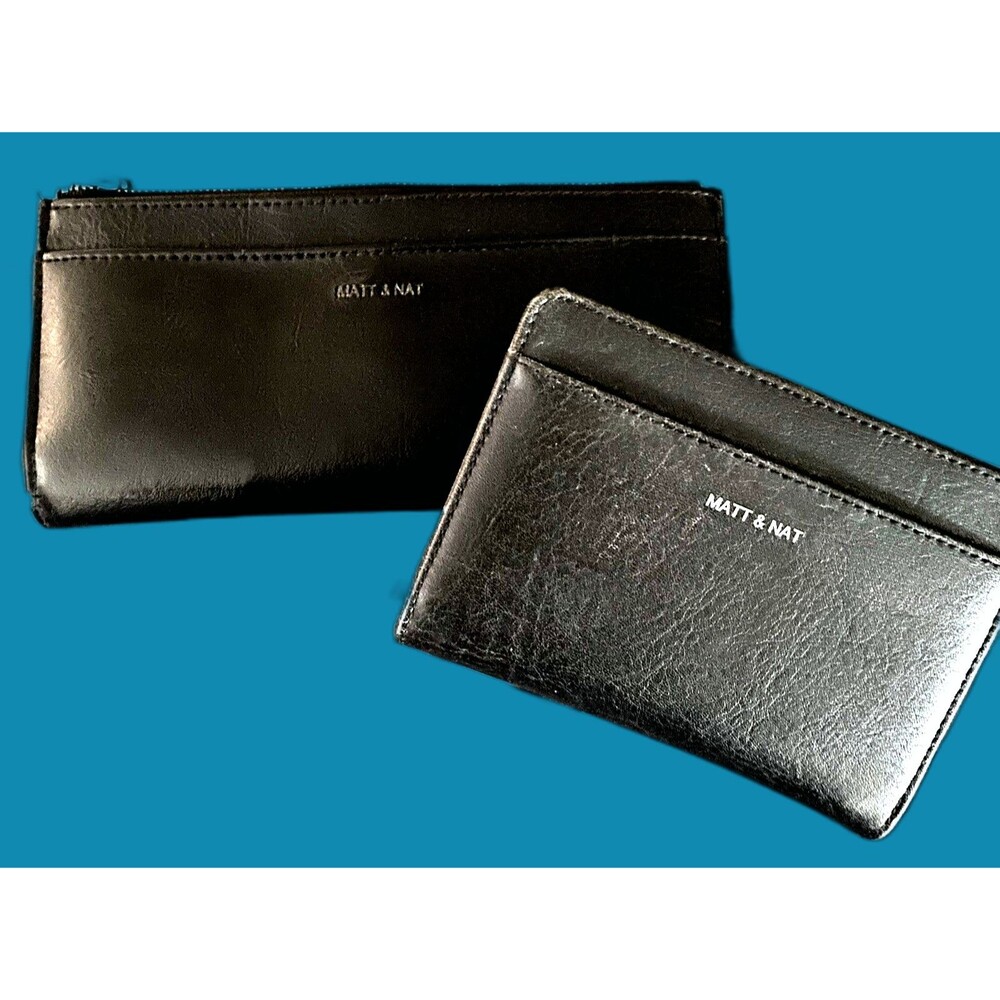 Matt & Nat Black Vegan Leather Wallets Lot Of 2